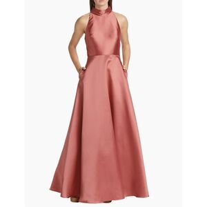 ML Monique Lhuillier Halter Satin Ball Gown Size 8 $695
